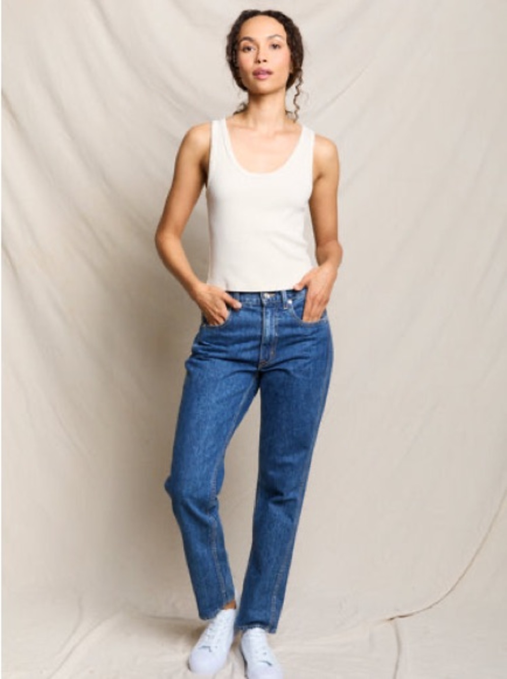 perfectwhitetee Cream Ribbed V-Neck Tank